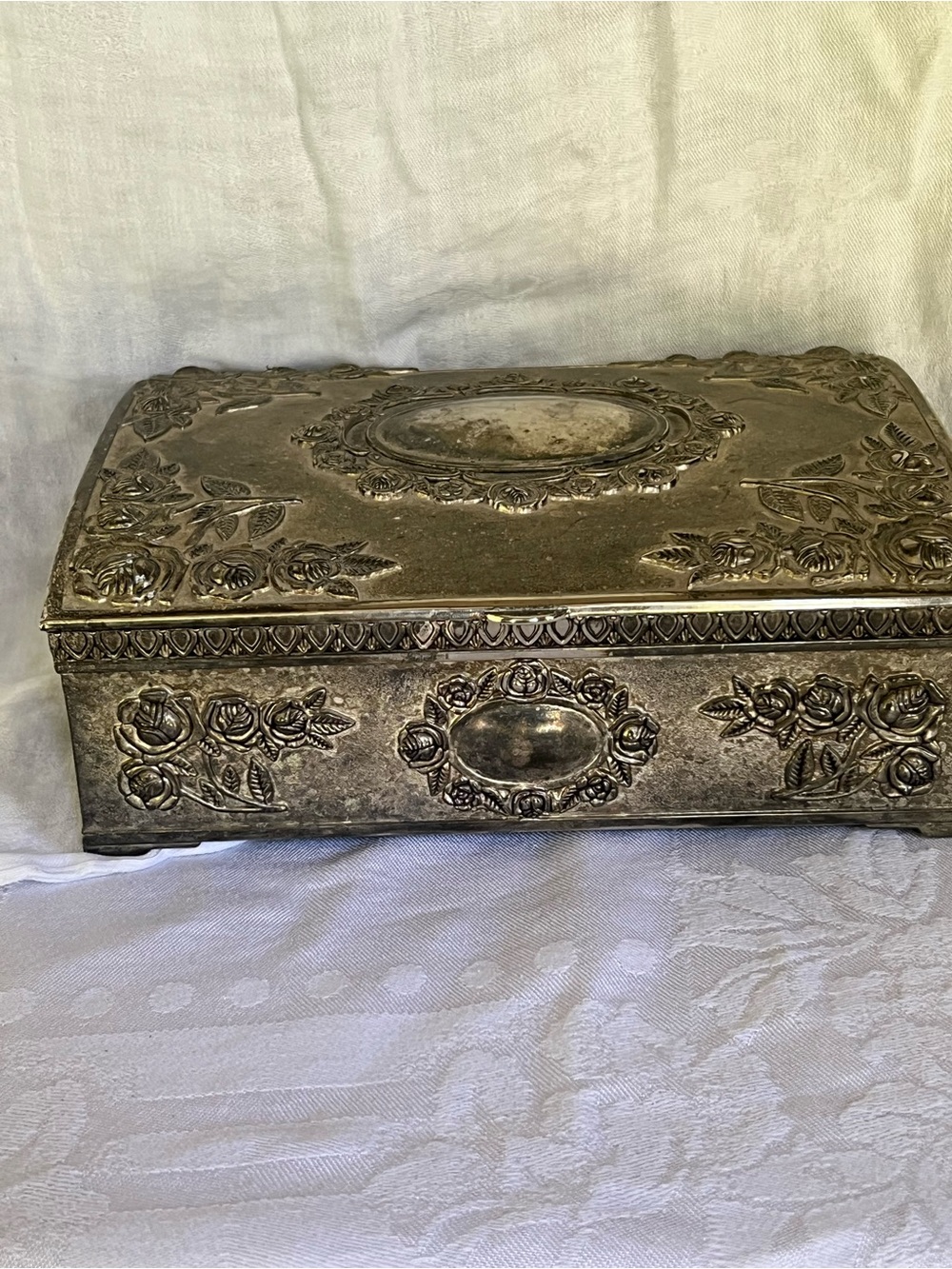 Godinger Ornate Floral Metal Jewelry Box - Silver Tone
